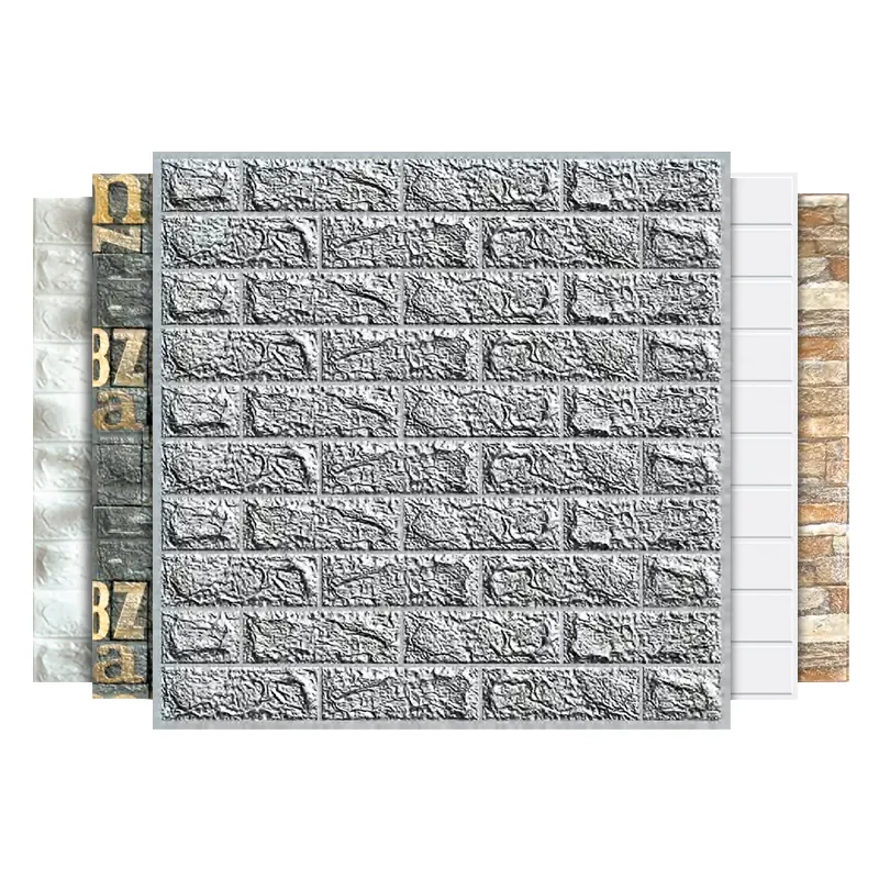 grey self adhesive PE wall panel brick wall sticker 3d foam wallpaper for home decor