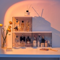 Boîte de rangement pour parfums grande capacité, anti-poussière, en plastique empilable, présentoir de luxe léger pour coiffeuse et étagère de bureau