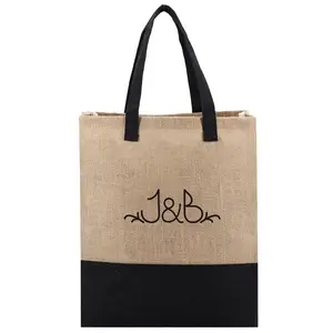 Manufacturer OEM Natural Burlap Shopping Bag Large Laundry Bag with Custom Printing Natural Jute Tote Storage Bag Supplier