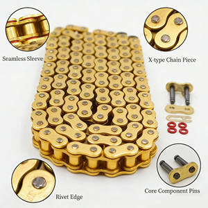 <span class=keywords><strong>Cadena</strong></span> de Motocicleta de Alta Calidad <span class=keywords><strong>428H</strong></span>-O 520-O 520H-O 520 con Anillo en O, Chapada en Oro - Product Image 3