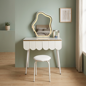 Modern Makeup <b>Vanity</b> Table With <b>Lighted</b> Mirror Storage Desk For Bedroom Furniture - Product Image 3