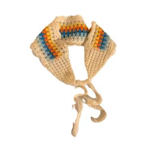 Foulard triangulaire de style ethnique Postiche tissée tricotée colorée Bandeau doux et mignon - Product Image 3