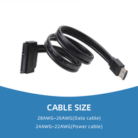 SATA 7 + 15(22)Pin untuk Menyalakan Esata Esata Ke Kabel Sata dengan Daya