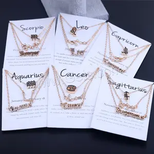 three pieces fashion jewelry Zinc Alloy Necklace for woman with 5cm extender chain 12 Signs of the Zodiac plated 1574321