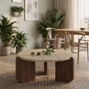 Mesa <span class=keywords><strong>de</strong></span> Centro Moderna <span class=keywords><strong>de</strong></span> Lujo con Tapa Redonda <span class=keywords><strong>de</strong></span> Mármol para Sala <span class=keywords><strong>de</strong></span> Estar o Apartamento - Product Image 4