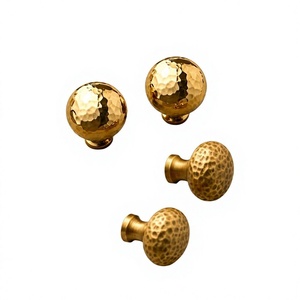 Boutons de meuble ronds en laiton martelé pour tiroirs et placards, accessoires de quincaillerie de luxe, lot de 2 pièces - Product Image 1