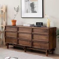 Commode en bois massif style Mid-Century en noyer noir avec tiroirs pour chambre à coucher