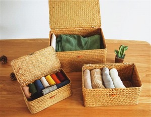 Metal çamaşır 30X30 düz Rattan hasır gövde sümbül ile doğal ekmek sepeti 13 inç sığ dikdörtgen plaka nihai - Product Image 1