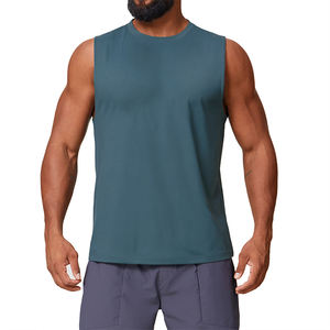 Men's Yoga Gym Wear Sleeveless Sports Top Customizable Logo Solid Color Breathable <b>Sweat</b>-Wicking Quick-Dry Running Casual <b>Vest</b> - Product Image 6