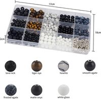 450 perles de chakra en pierre pour la fabrication de bijoux, kit de fabrication de bracelets porte-bonheur, bracelets magnétiques DIY pour couples, perles de lave