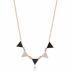 Triángulo geométrico diseño negro y claro circón piedra turco hecho a mano collar al por mayor 925 joyería de plata esterlina - Product Image 2