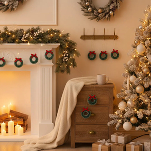 Sanwei thân thiện với môi sisal Nhà Búp Bê Mini giáng sinh Vòng hoa trang trí với Bowknot nhẫn trang trí trong nhà giáng sinh Vòng Hoa - Product Image 3