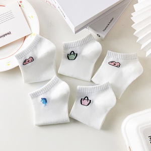 Women's Ankle Socks Thin Breathable Cotton Cartoon Design Summer Casual White Socks - Product Image 2