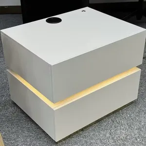 Organisateur de chevet moderne de couleur blanche, table de chevet intelligente en bois avec <span class=keywords><strong>charge</strong></span> sans fil - Product Image 5