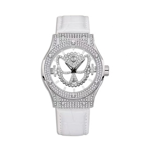 Montre à quartz pour homme à motif étoile, bracelet en cuir entièrement orné de cristaux - Product Image 6