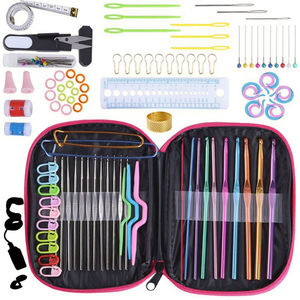 ชุดอุปกรณ์งานถักนิตติ้งครบชุดสำหรับงานหัตถกรรมงานถักไหมพรมพร้อมตะขอรูปสี่เหลี่ยมสไตล์เรียบง่าย100ชิ้น - Product Image 2