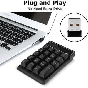 <b>Wireless</b> Numeric Keypad 19-Key Black USB <b>Receiver</b> for Laptop PC Desktop Keyboard - Product Image 2