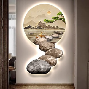 Cuadro Decorativo con Luz LED de <span class=keywords><strong>Paisaje</strong></span> Clásico Chino, Naturaleza Muerta, Arte para Colgar en la Pared - Product Image 3