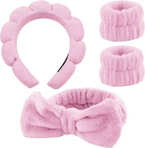 Diademas Elásticas con Lazo, Antideslizantes, de Tela, para Lavar la Cara, con Esponja de Maquillaje Rosa, Unisex, con Etiqueta de Logotipo Personalizado - Product Image 1