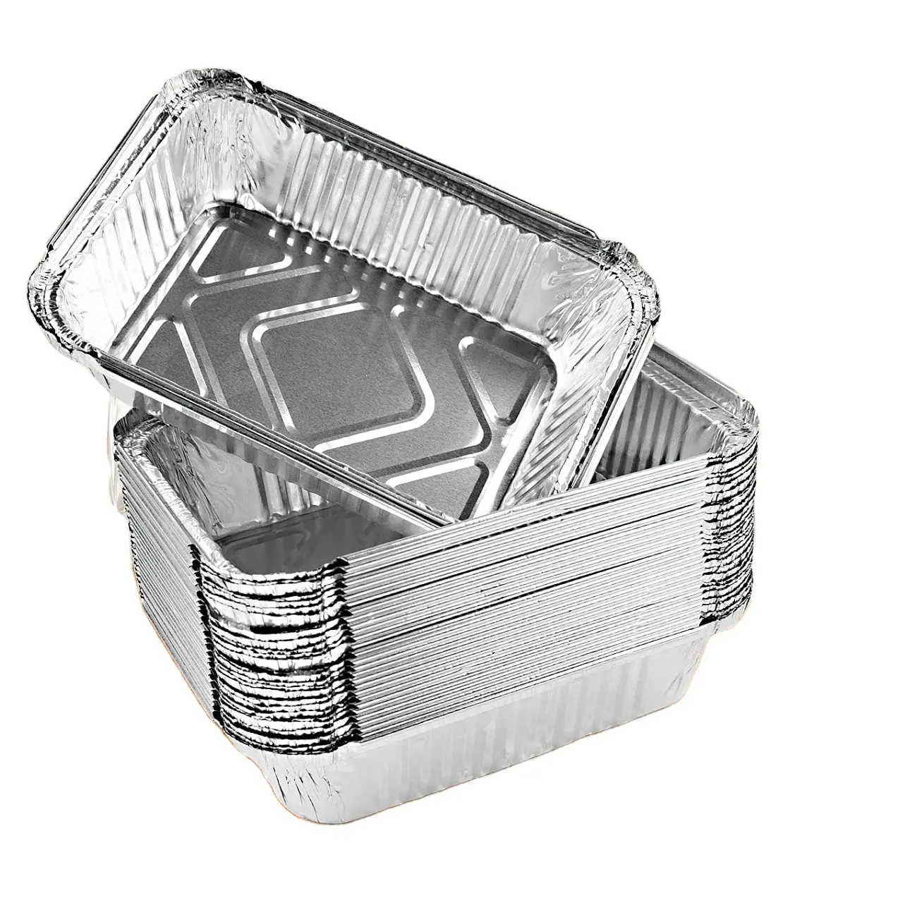 1100Ml 2,25 Pond Wegwerp Folie Bakjes Met Deksels Aluminiumfolie Pannen Nemen Voedsel Lunchbox Aluminium Schalen Met Deksel Voor Koken