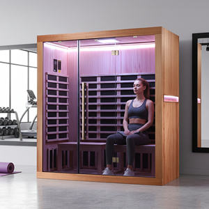 Sauna de infrarrojos lejanos para uso doméstico, para desintoxicación y pérdida de peso, cabina de sauna interior para 2 personas, de madera de hemlock, con 15 calentadores de carbono y reproductor de música. - Product Image 1