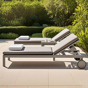 Tumbona de aluminio con ruedas moderna con tela impermeable resistente a los rayos UV y diseño ecológico para uso en exteriores en hoteles - Product Image 2