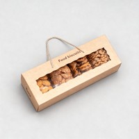 Boîte à biscuits en kraft avec fenêtre en PVC, impression numérique, écologique, pour biscuits cuits, chocolat, boîte en papier, faible MOQ, recyclable, boîte cadeau