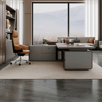 Bureau de direction moderne et simple en PVC, long et combiné avec un meuble d'appoint, style luxe léger, haut de gamme