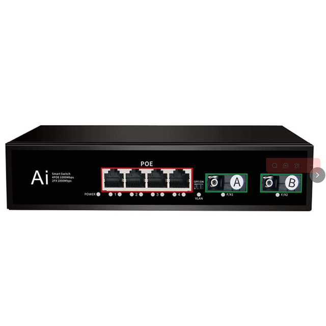 Industrial Gigabit PoE Switch 4 Port PoE + 2 SFP Uplink AC 100-240V