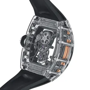 Jam tangan mekanis kaca cermin safir fesyen kualitas tinggi RTS jam tangan mekanik safir Tourbillon