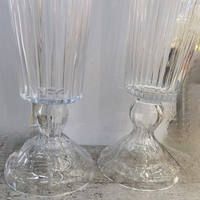 Vase en verre cristal transparent rayé de luxe pour décoration d'événements de mariage, 77 cm de hauteur, grand support trompette pour fleurs, centre de table