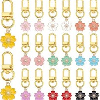 Kiraz Çiçeği Anahtarlık, 17x53mm, Sırt Çantaları ve Hediyeler için Altın Tonlu Metal Sevimli Çiçek Şeklinde Süs, 6 Renk