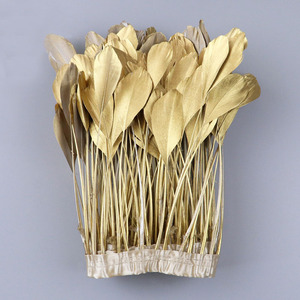 Phun Vàng/Bạc Stripped Ngỗng Lông Fringe Bạc Chùm Trims Cho Thủ Công Đảng Quần Áo May Vàng Ren Trang Trí - Product Image 1