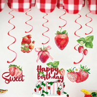 Décorations de fête sur le thème des fraises Ychon en gros, bannières Joyeux Anniversaire, décorations de fête sur le thème Joyeux Anniversaire