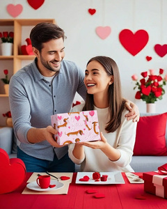 Valentine's Day gift wrapping <b>paper</b> Pink double sided printed gift wrapping <b>paper</b> Puppy love <b>pattern</b> gift wrapping <b>paper</b> - Product Image 3