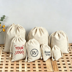 Housse de protection en toile de lin écologique avec poche à rabat, logo personnalisé, réutilisable, petite taille, pour bagages et vêtements - Product Image 1
