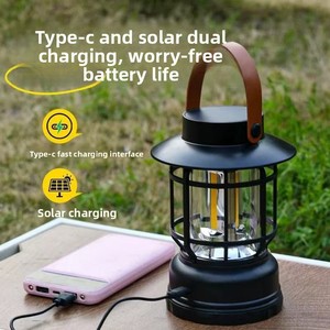 Lanterne solaire de <span class=keywords><strong>camping</strong></span> au design vintage, autonomie ultra-longue, rechargeable, pour créer une ambiance de <span class=keywords><strong>camping</strong></span>, lumière suspendable pour tente - Product Image 2