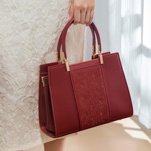 Bolso de Mano Portátil de Lujo Rojo para Niñas con Doble Cremallera, Material PU, Estilo Vestido, Regalo de Boda para Novia - Product Image 1