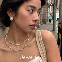 Collier de perles blanches superposées pour femme, chaîne de clavicule en laiton plaqué argent, collier ras du cou de luxe, bijoux minimalistes