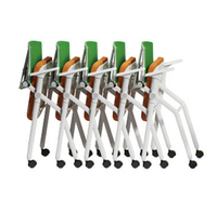 Chaises de bureau exécutives modernes confortables avec roulettes et tablette d'écriture, chaise pliable en maille pour négociations, réunions et formations