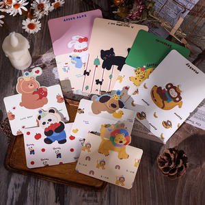 9,8x6,8 cm alta calidad niños dibujos animados animales tarjetas lindo conejo León oso leopardo gato mono Panda perro bendición tarjeta de felicitación - Product Image 1