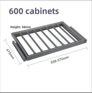 Porte-pantalons multifonctionnel en fer à tirer <span class=keywords><strong>pour</strong></span> <span class=keywords><strong>dressing</strong></span>, panier de rangement rétractable avec fonction d'amortissement et supports à clips - Product Image 6