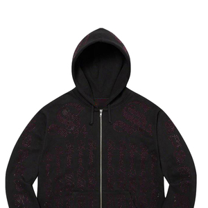 Red Rhinestone <b>Black</b> <b>Hoodie</b> Crystal Sweatshirt Loose Fit Streetwear <b>Zipper</b> for Men Custom Logo - Product Image 4