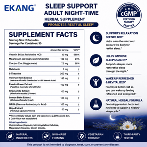 Suplemento Herbal Nocturno para Adultos, Fabricado en Fábrica con Certificación cGMP de EE. UU., 60 Cápsulas, Promueve un Sueño Reparador, Suplemento Dietético - Product Image 2