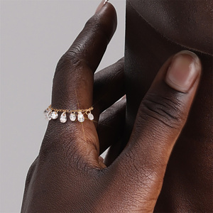 Anillo de Cadena de Oro, Plata de Ley 925, Minimalista, para Uso Diario, con Circonita Cúbica 5A, Ajustable, para Mujer - Product Image 4