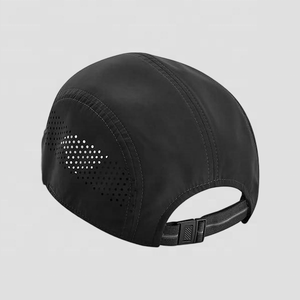 Chất Lượng Cao Tùy Chỉnh Màu Đen Nylon Mũ Bóng Chày 5-Bảng Điều Chỉnh Nhanh Chóng Khô Linh Hoạt Logo Có Thể Điều Chỉnh Dây Đeo Laser Đấm Thư Mô Hình - Product Image 4