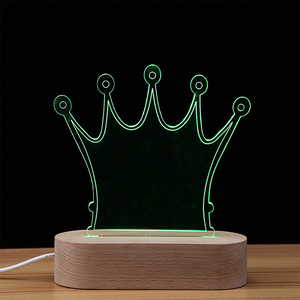 Hot bán 7 màu đèn khô <span class=keywords><strong>x</strong></span>óa bảng Acrylic LED gỗ sồi cơ sở 3D Máy tính để bàn Lưu ý Memo ánh sáng ban đêm - Product Image 5