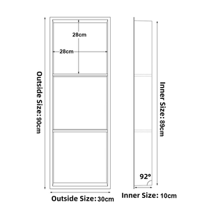 נישת מקלחת נירוסטה 30x90x10 ס\\\"מ ללא צורך באריחים, נישת קיר בעלת 3 קומות, מדף מקלחת שקוע לאחסון בחדר אמבטיה, שחור מט - Product Image 2