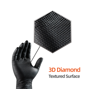 Custom Heavy-Duty 8mil 10mil Black Diamond Texture <strong>Nitrile</strong> <strong>Gloves</strong> Medium Thickness Fall Resistant For Garden Work Landscaping - Product Image 4