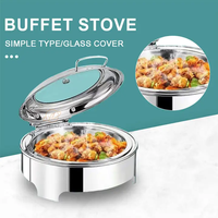 Kuntai – Réchaud de buffet de luxe en acier inoxydable doré avec couvercle en verre, 6 L, pour soupes chaudes et aliments, idéal pour hôtels et restaurants